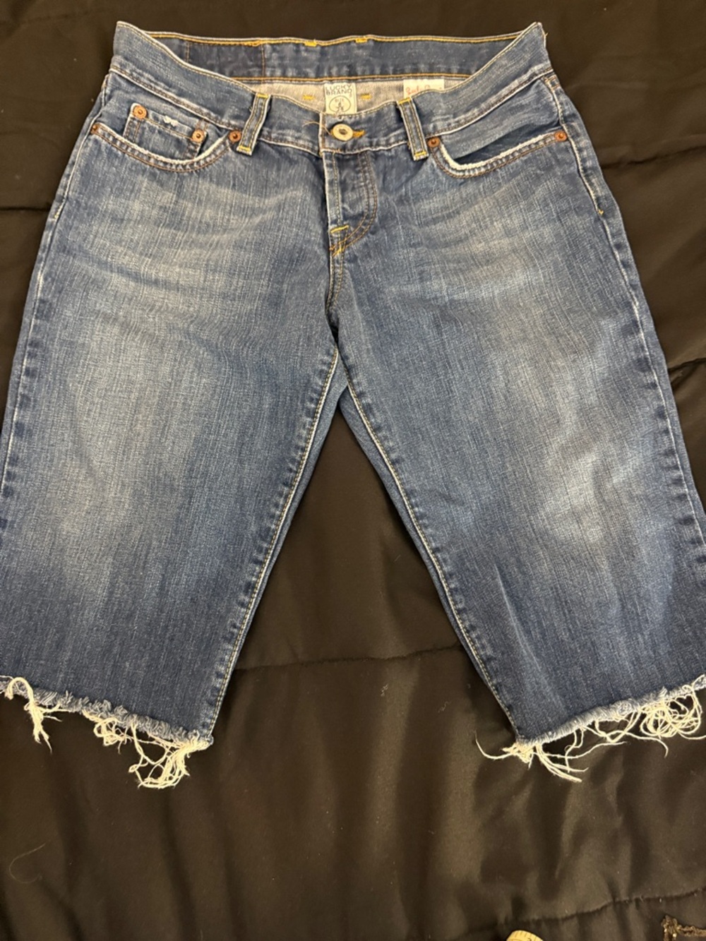 Lucky Brand Mid Wash Blue Cutoff Boyfriend Jeans